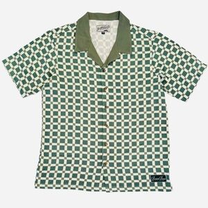 BOGEY BOYS by Macklemore, Tile Button Up Collar Shirt, Green/White, Size SM,NWOT